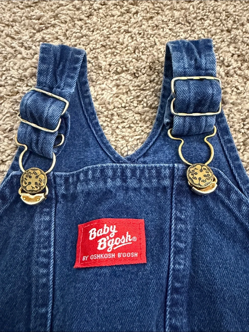 Vintage oshkosh B’gosh Denim Overalls with Construction Embroidery 18 months